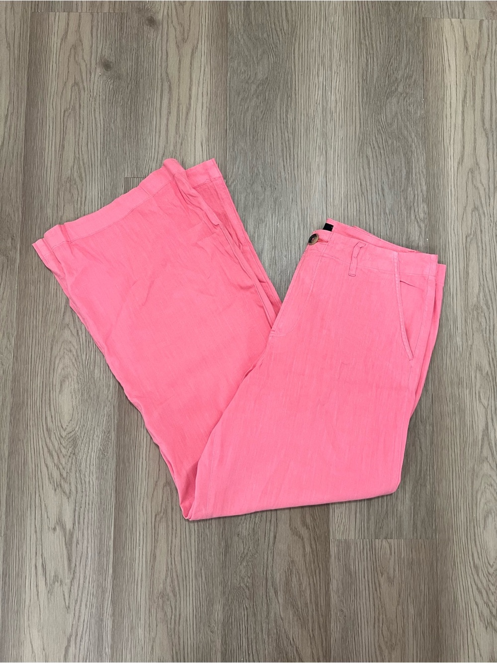 KUT From The Kloth Meg High Rise Wide Leg Linen Pants Pink Size 12 NWOT